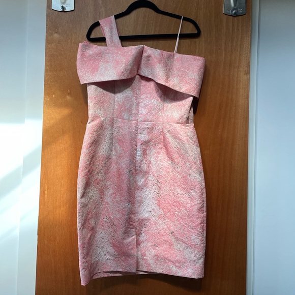 Teri Jon by Rickie Freeman Shimmering One-Shoulder Bow Cocktail Dress - Picture 6 of 8